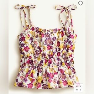 NWOT JCREW Ruffle tie-shoulder tank top in summer garden floral